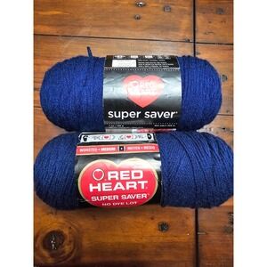 2 Skeins Red Heart Super Saver Yarn Navy Blue Worsted Medium‎ Acrylic